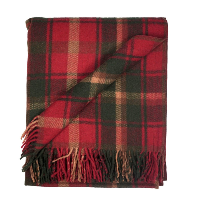 Highland Wool Blend Tartan Blanket Throw - Heritage Of Scotland - DARK MAPLE