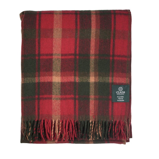 Highland Wool Blend Tartan Blanket Throw - Heritage Of Scotland - DARK MAPLE