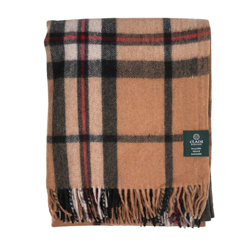 Highland Wool Blend Tartan Blanket Throw - Heritage Of Scotland - EXPLODED THOMSON CAMEL
