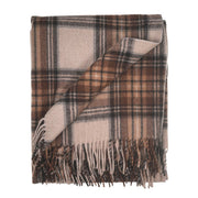 Highland Wool Blend Tartan Blanket / Throw Extra Warm STEWART NATURAL DRESS - Heritage Of Scotland -