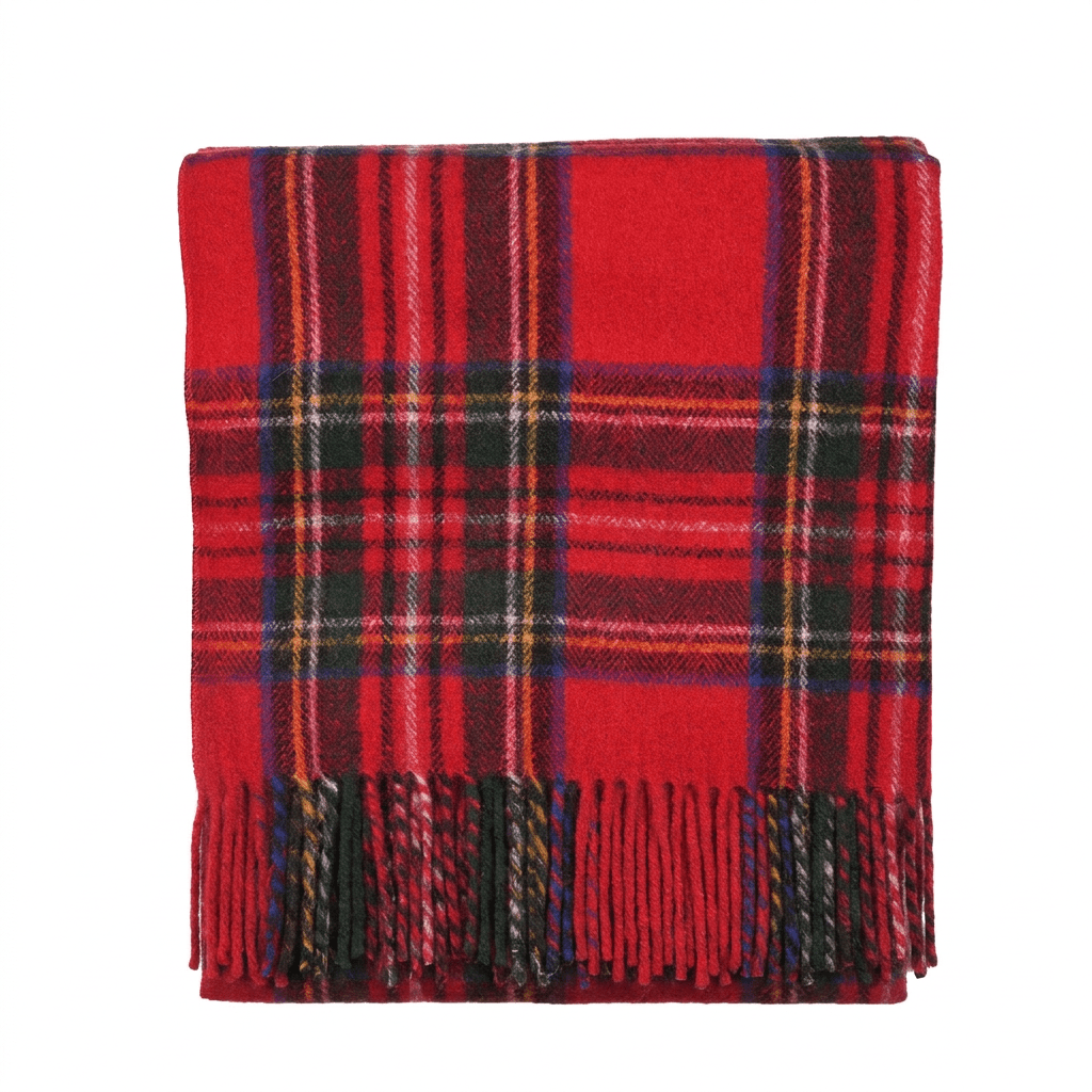 Highland Wool Blend Tartan Blanket Throw Extra Warm - STEWART ROYAL - Heritage Of Scotland -