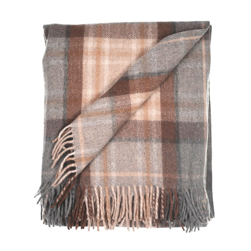 Highland Wool Blend Tartan Blanket Throw - Heritage Of Scotland - MACKELLAR NATURAL