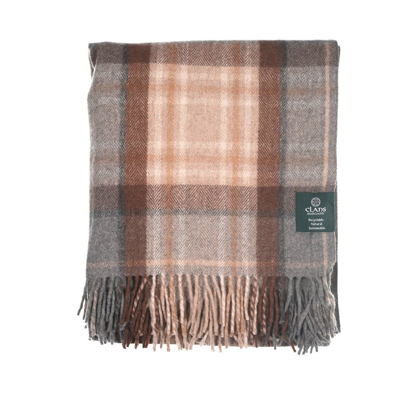 Highland Wool Blend Tartan Blanket Throw - Heritage Of Scotland - MACKELLAR NATURAL