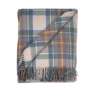 Highland Wool Blend Tartan Blanket Throw - Heritage Of Scotland - STEWART MUTED BLUE