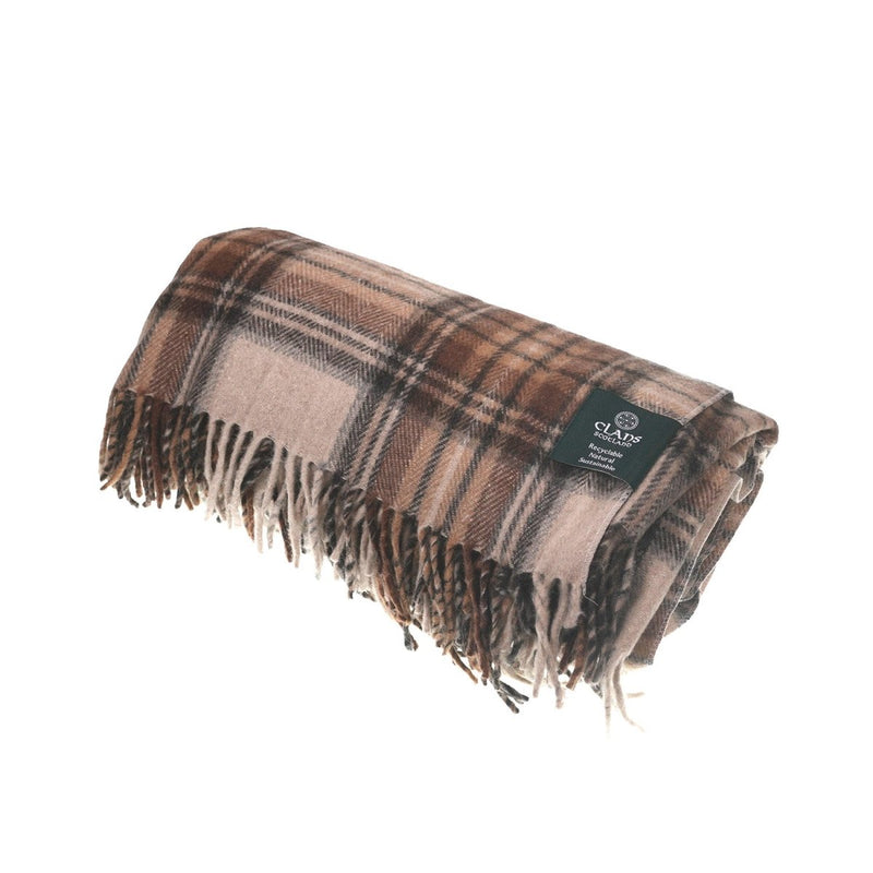 Highland Wool Blend Tartan Blanket Throw - Heritage Of Scotland - STEWART NATURAL DRESS