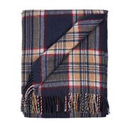 Highland Wool Blend Tartan Blanket Throw - Heritage Of Scotland - STEWART NAVY