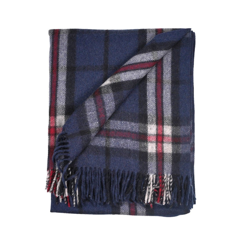 Highland Wool Blend Tartan Blanket Throw - Heritage Of Scotland - THOMSON NAVY