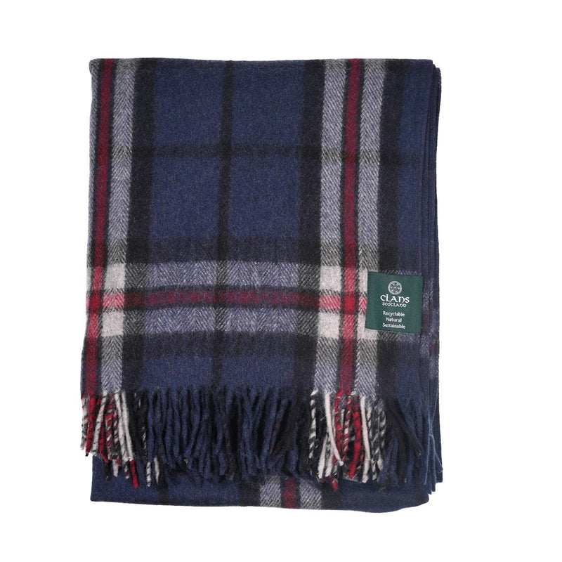 Highland Wool Blend Tartan Blanket Throw - Heritage Of Scotland - THOMSON NAVY