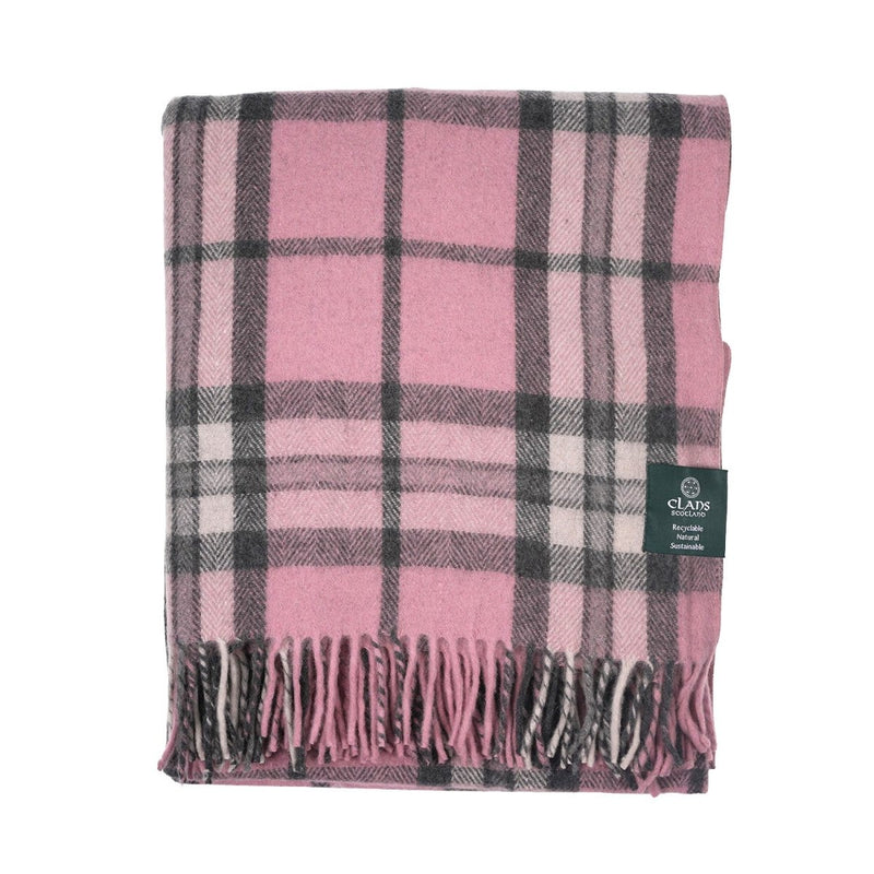 Highland Wool Blend Tartan Blanket Throw - Heritage Of Scotland - THOMSON PINK