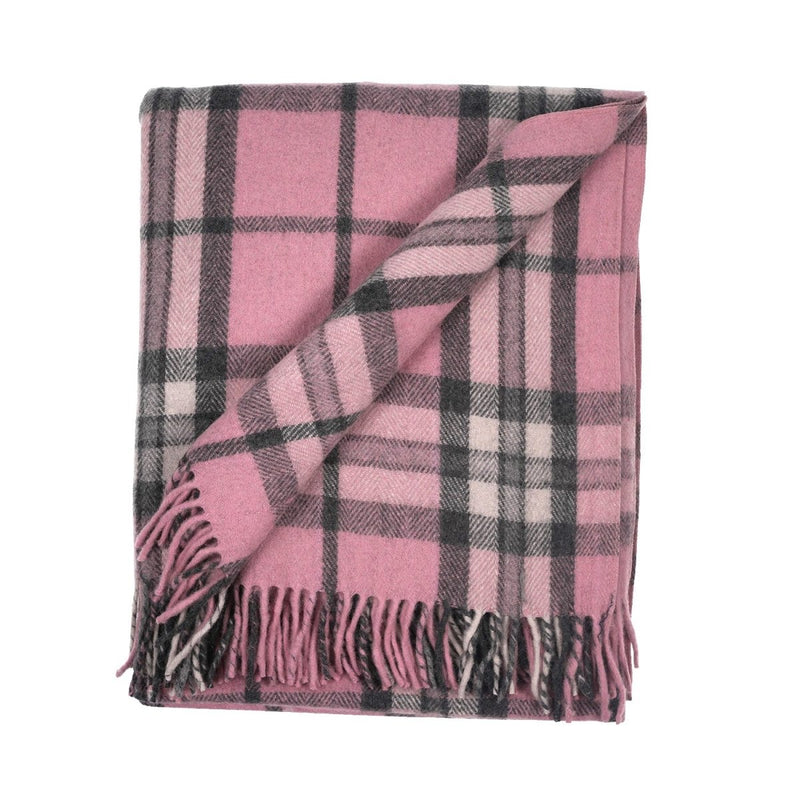 Highland Wool Blend Tartan Blanket Throw - Heritage Of Scotland - THOMSON PINK
