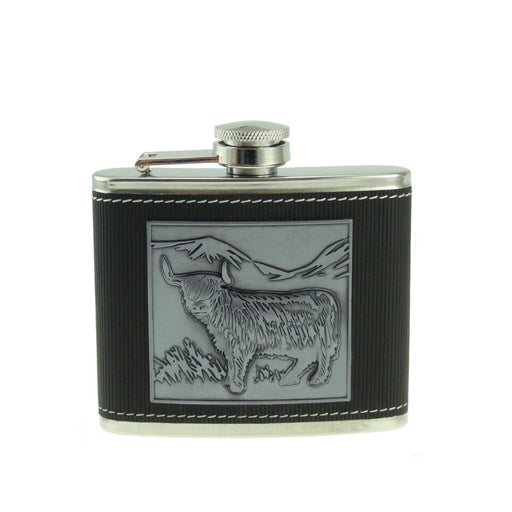 Hip Flask With Embossed Highland Cow - Heritage Of Scotland - N/A