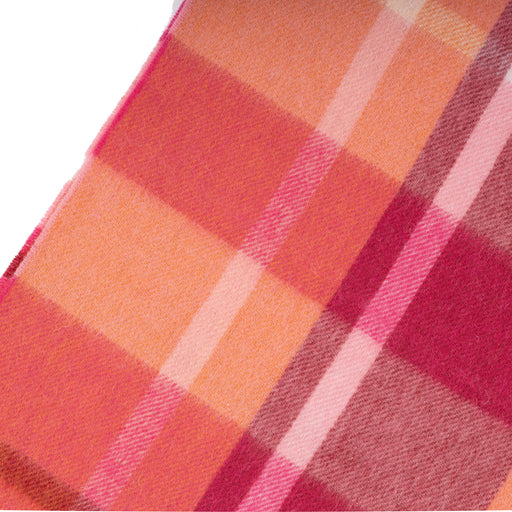 Hos 100% Lambswool Wide Scarf Medieval Check - Peony/Cyclamen Pink - Heritage Of Scotland - Medieval Check - Peony/Cyclamen Pink