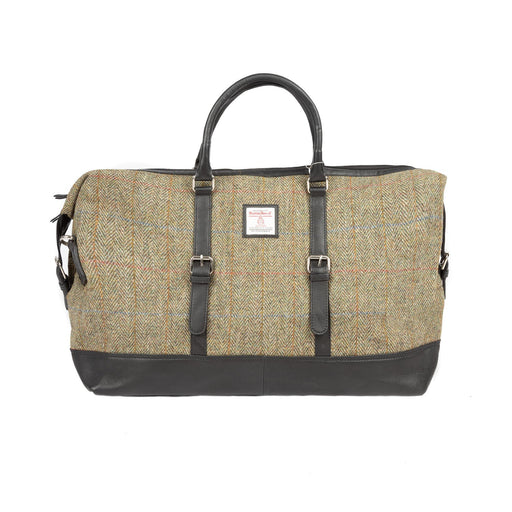 Ht Leather Large Travel Bag Lt Brown Check / Black - Heritage Of Scotland - LT BROWN CHECK / BLACK