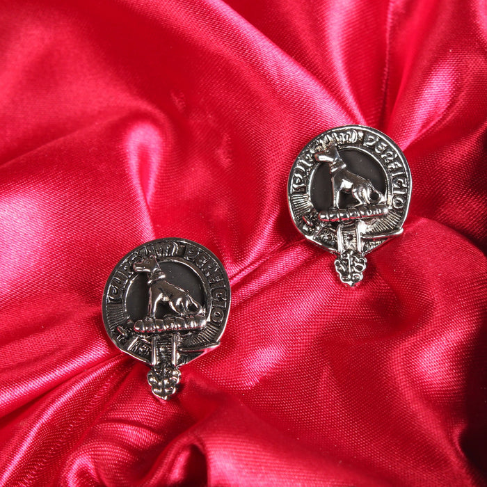 Hunter Clan Badge, Kilt Pin, Lapel Pin, Cufflinks, Keyring/Key Fob & Gift Set — Fine Pewter by Art Pewter — Made in Scotland (Shiny Finish) - Heritage Of Scotland - Cufflinks