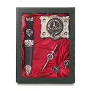 Hunter Clan Badge, Kilt Pin, Lapel Pin, Cufflinks, Keyring/Key Fob & Gift Set — Fine Pewter by Art Pewter — Made in Scotland (Shiny Finish) - Heritage Of Scotland - Gift Set