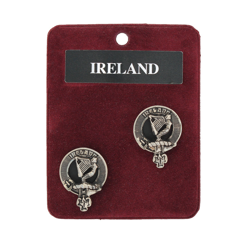 Ireland Clan Badge, Kilt Pin, Lapel Pin, Cufflinks, Keyring/Key Fob & Gift Set — Fine Pewter by Art Pewter — Made in Scotland (Shiny Finish) - Heritage Of Scotland - Cufflinks