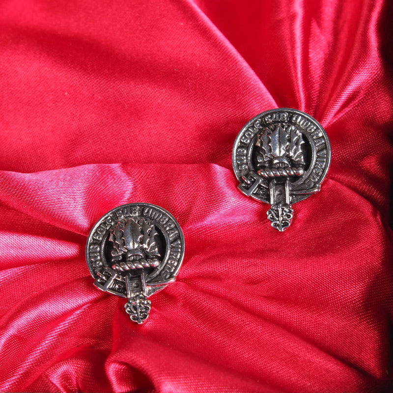 Irvine Clan Badge, Kilt Pin, Lapel Pin, Cufflinks, Keyring/Key Fob & Gift Set — Fine Pewter by Art Pewter — Made in Scotland (Shiny Finish) - Heritage Of Scotland - Cufflinks