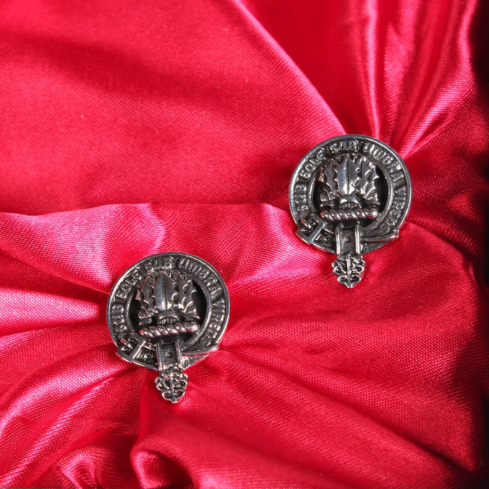 Irvine Clan Badge, Kilt Pin, Lapel Pin, Cufflinks, Keyring/Key Fob & Gift Set — Fine Pewter by Art Pewter — Made in Scotland (Shiny Finish) - Heritage Of Scotland - Cufflinks