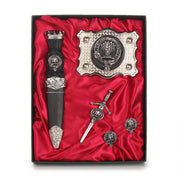 Irvine Clan Badge, Kilt Pin, Lapel Pin, Cufflinks, Keyring/Key Fob & Gift Set — Fine Pewter by Art Pewter — Made in Scotland (Shiny Finish) - Heritage Of Scotland - Gift Set