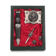 Johnstone Clan Badge, Kilt Pin, Lapel Pin, Cufflinks, Keyring/Key Fob & Gift Set — Fine Pewter by Art Pewter — Made in Scotland (Shiny Finish) - Heritage Of Scotland - Gift Set