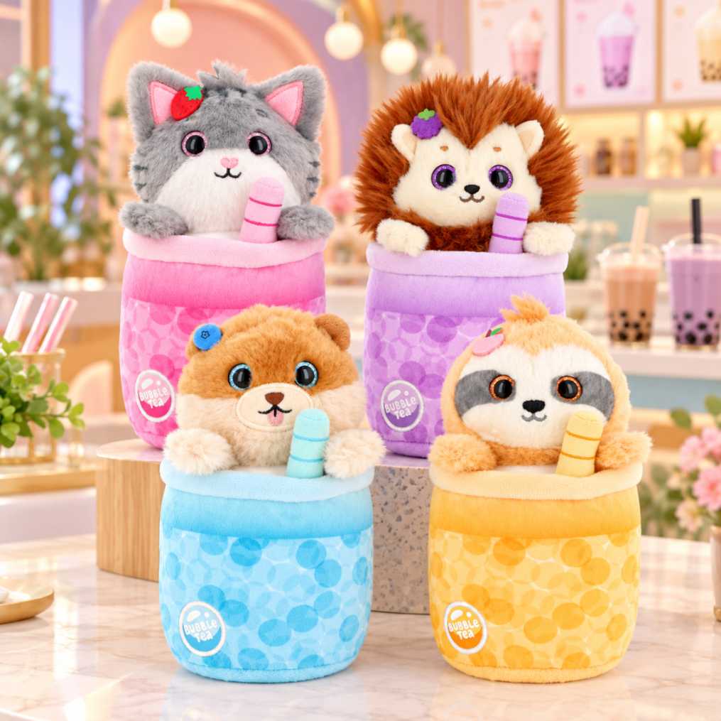 Keel Toys Café Cute Bubble Tea Soft Toys - Hedgehog - Heritage Of Scotland -