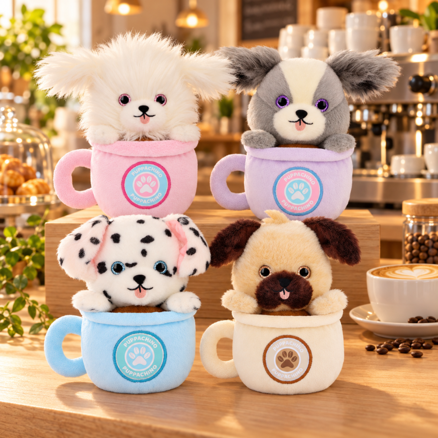 Keel Toys Café Cute Puppachino Soft Toys – Puppy Plush - Collie Purple - Heritage Of Scotland -