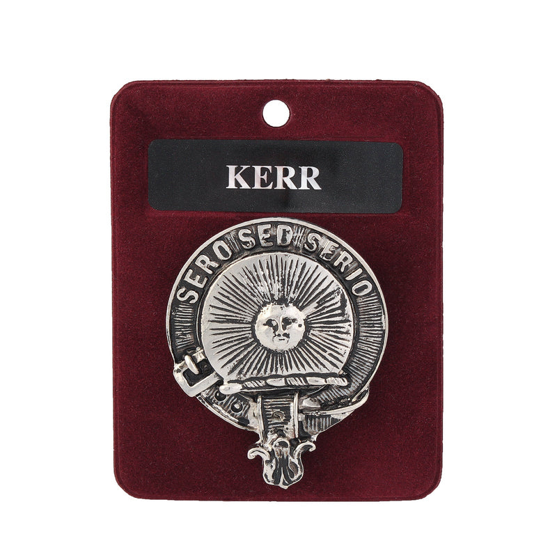 Kerr Clan Badge, Kilt Pin, Lapel Pin, Cufflinks, Keyring/Key Fob & Gift Set — Fine Pewter by Art Pewter — Made in Scotland (Shiny Finish) - Heritage Of Scotland - Badge