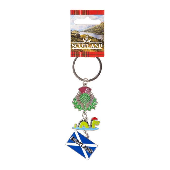 Keyring - Thistle/ Nessie/ Flag - Heritage Of Scotland - NA