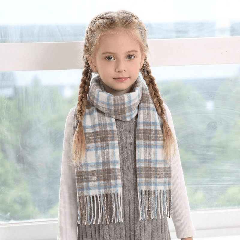 Kids 100% Cashmere Tartan Mini Scarf - STEWART MUTED BLUE - Heritage Of Scotland -