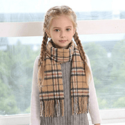 Kids 100% Lambswool Tartan Mini Scarf - THOMSON CAMEL - Heritage Of Scotland -
