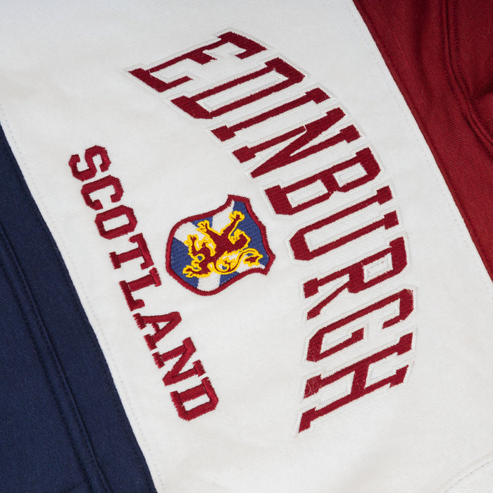 Kids Edinburgh 3 Panel Hooded Top - Heritage Of Scotland - MAROON/WHITE/NAVY