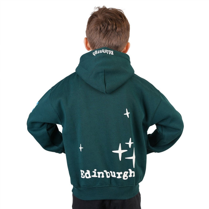 Kids’ Edinburgh Graphic 3D Puff Hoodie – Teal Cotton Blend Sweatshirt - Heritage Of Scotland - 0 - 1 YEARS