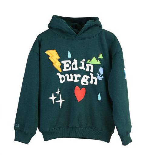 Kids’ Edinburgh Graphic 3D Puff Hoodie – Teal Cotton Blend Sweatshirt - Heritage Of Scotland - 0 - 1 YEARS
