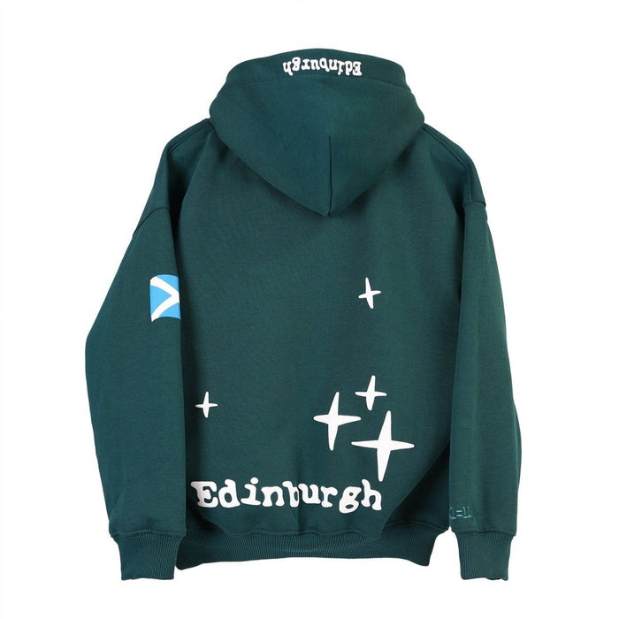 Kids’ Edinburgh Graphic 3D Puff Hoodie – Teal Cotton Blend Sweatshirt - Heritage Of Scotland - 0 - 1 YEARS