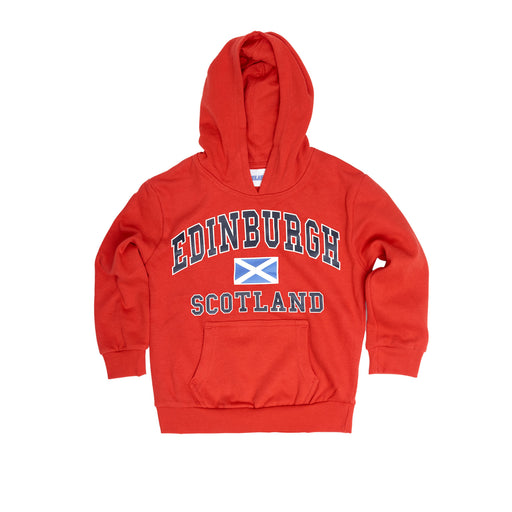 Kids Edinburgh Harvard Print Hooded Top - Heritage Of Scotland - RED