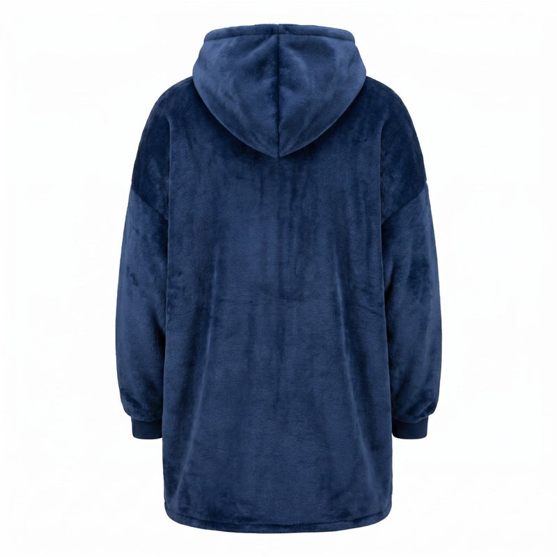 Kids Edinburgh Saltire Hoodie Blanket – Navy Cosy Oversized Fleece - Heritage Of Scotland -