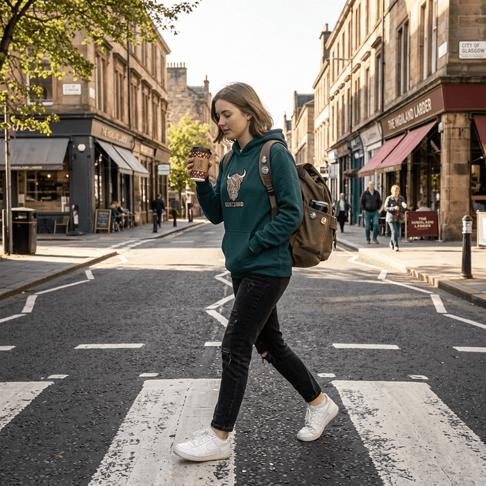 Kids Pastel Highland Cow Hooded Top Teal Teal - Heritage Of Scotland - TEAL