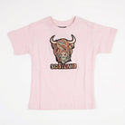 Kids Pastel Highland Cow T-Shirt Cherry Blossom Pink - Heritage Of Scotland - 0 - 1 YEARS