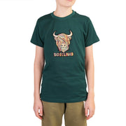 Kids Pastel Highland Cow T-Shirt Teal - Heritage Of Scotland - 0-1 YEARS
