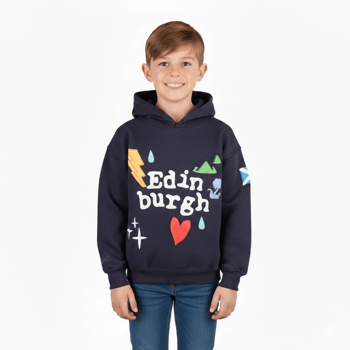 Kids Scotland 3D Puff Hoodie Navy – Children’s Hooded Sweatshirt - Heritage Of Scotland - 0 - 1 YEARS
