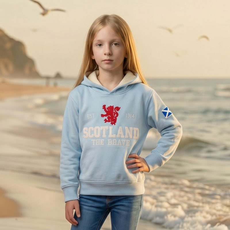 Kids Scotland Est 1314 The Brave Hoodie Baby Blue - Heritage Of Scotland - 1 - 2 Years