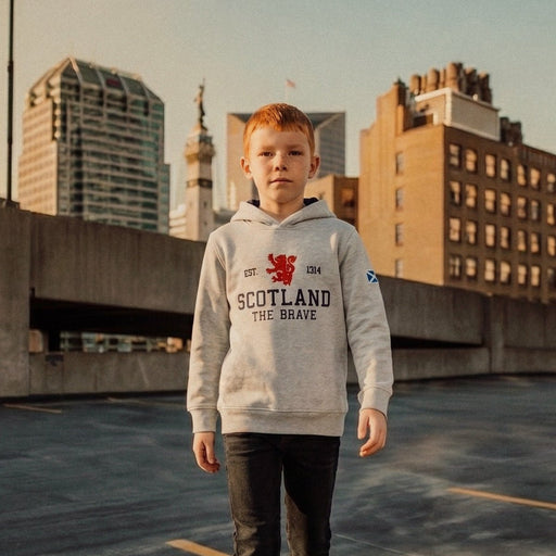Kids Scotland Est 1314 The Brave Hoodie Grey - Heritage Of Scotland - 1 - 2 Years