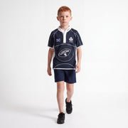 Kids Scotland Rugby Shirt Navy & White – Children’s Thistle Rugby Top - Heritage Of Scotland - NAVY/WHITE / 1-2 YEARS