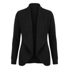 Ladies 100% Cashmere Ribbed Open Front Cardigan - Black - Heritage Of Scotland - Black