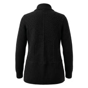 Ladies 100% Cashmere Ribbed Open Front Cardigan - Black - Heritage Of Scotland - Black