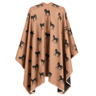 Ladies Beige Horse Print Reversible Wrap Cape - DARK BEIGE AND DARK GREY - Heritage Of Scotland -