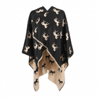 Ladies Black Horse Print Reversible Wrap Cape - BLACK AND WHITE - Heritage Of Scotland -