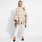 Ladies Cream Horse Print Reversible Wrap Cape - CREAM - Heritage Of Scotland -