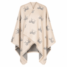 Ladies Cream Horse Print Reversible Wrap Cape - CREAM - Heritage Of Scotland -