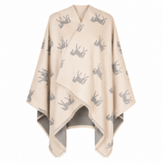 Ladies Cream Horse Print Reversible Wrap Cape - CREAM - Heritage Of Scotland -